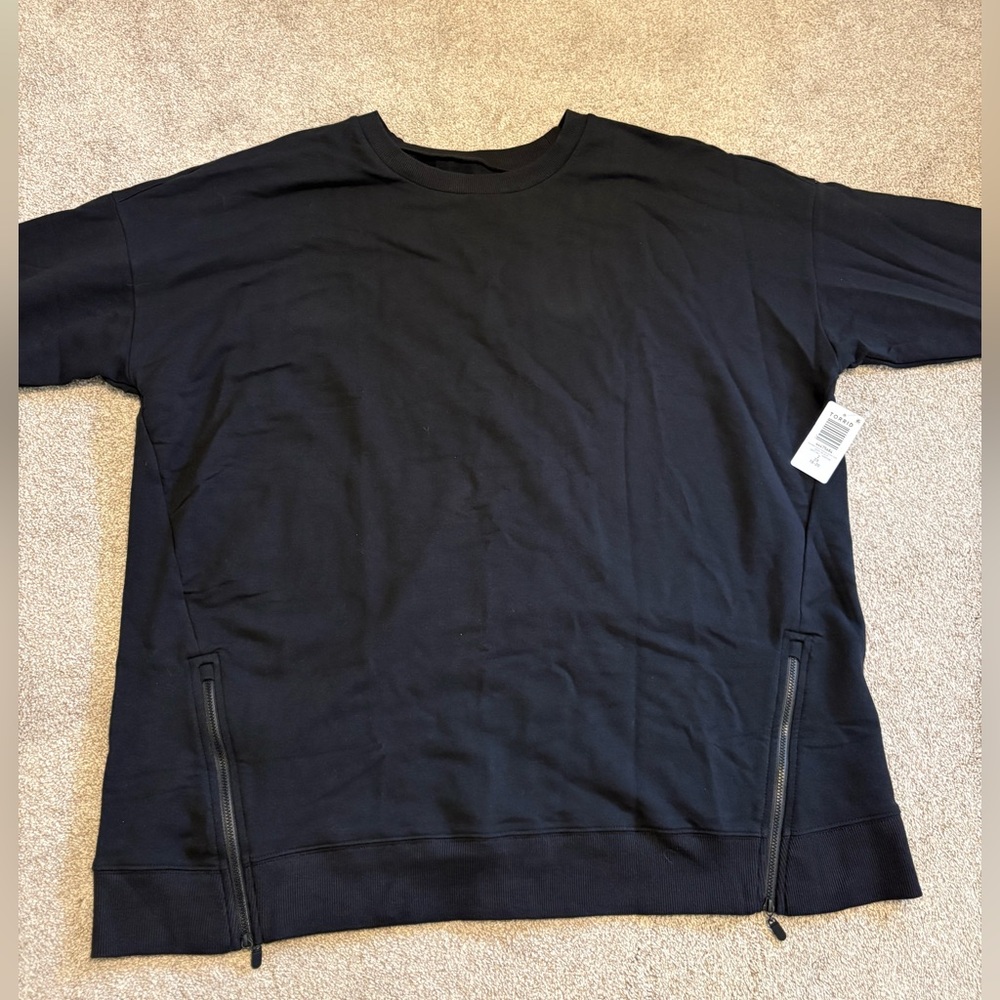 Tru by Torrid Black Zipper Tunic Length Sweatshirt